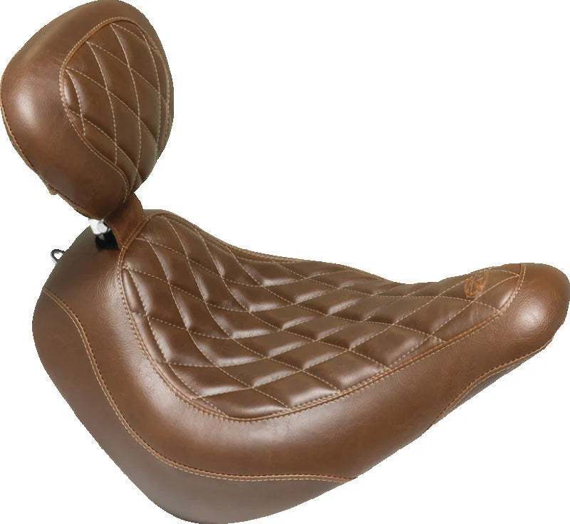 Mustang 97-21 Harley Touring Sissy Bar Pad w/Black Pearl Studs (14 inch x 9 inch) - Black - Side View