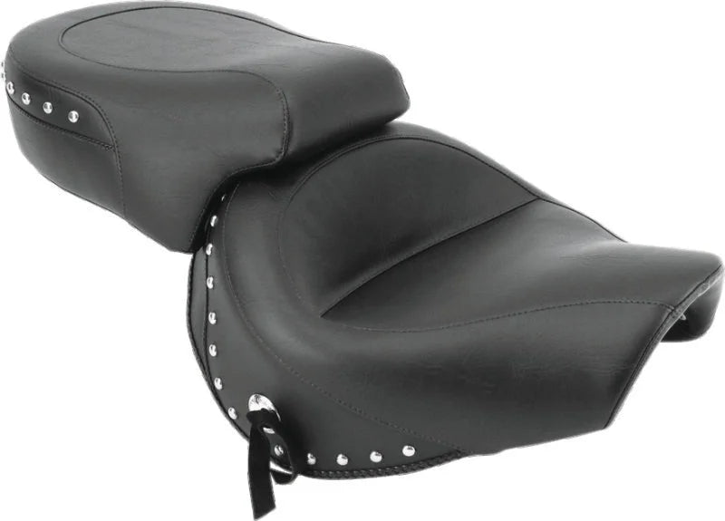 Mustang 98-03 Honda VT750 Ace Wide Touring 2PC Seat w/Studs- Black - Side View