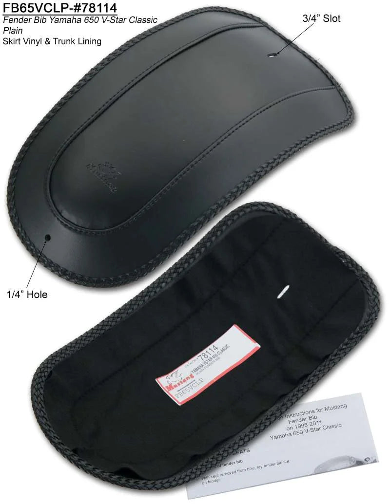 Mustang 98-11 Yamaha V-Star Classic Fender Bib - Black - Side View