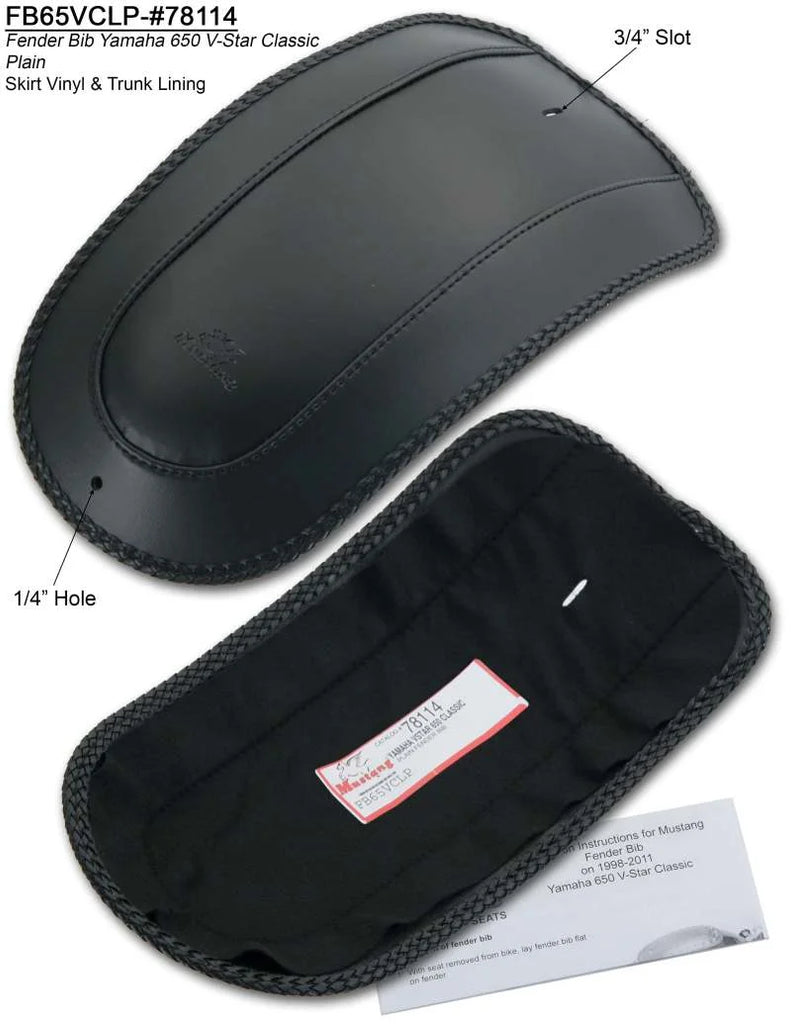 Mustang 98-11 Yamaha V-Star Classic Fender Bib - Black - Side View