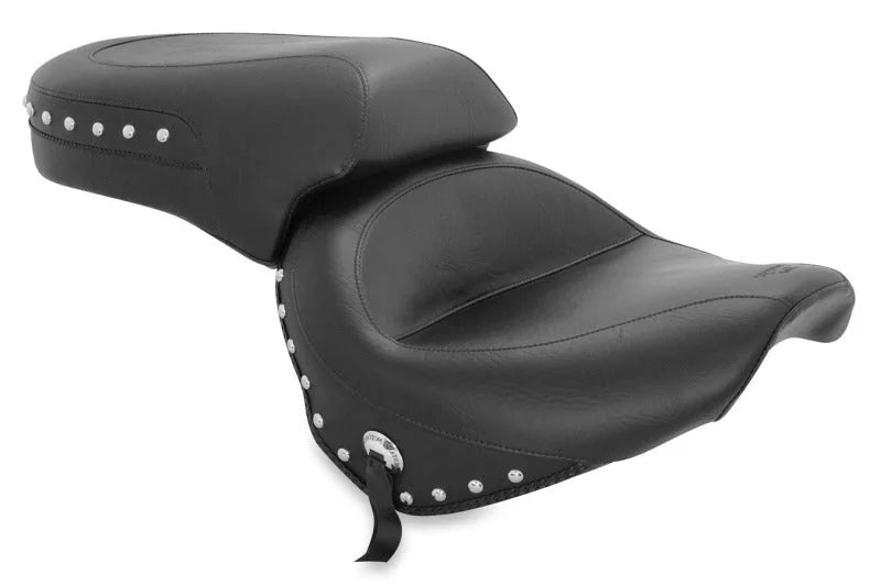 Mustang 98-16 Yamaha V-Star 650 Custom, 98-10 V-Star 650 Cl Touring 1PC Seat w/Studs - Black - Side View