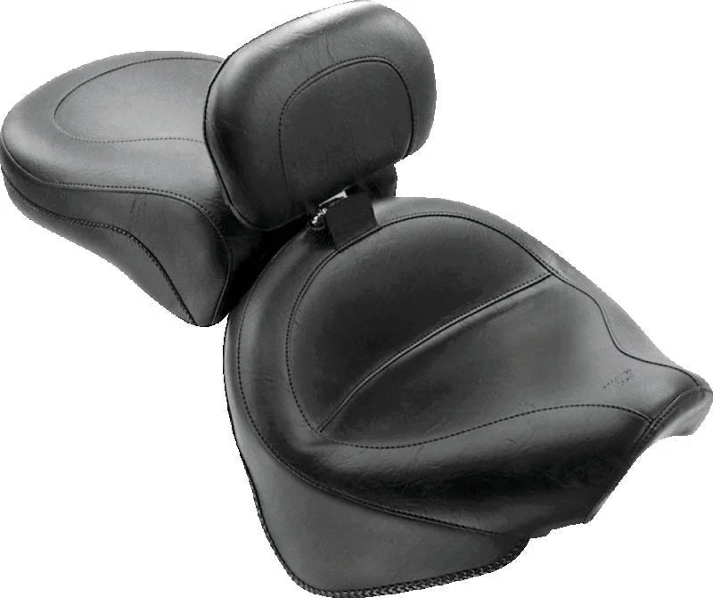 Mustang 99-11 Yamaha V-Star 1100 Custom Wide Touring 2PC Seat w/Driver Backrest - Black - Main Product View