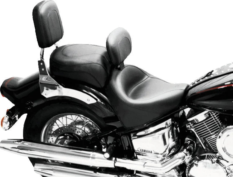 Mustang 99-11 Yamaha V-Star 1100 Custom Wide Touring 2PC Seat w/Driver Backrest - Black - Detail View