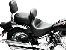 Load image into Gallery viewer, Mustang 99-11 Yamaha V-Star 1100 Custom Wide Touring 2PC Seat w/Driver Backrest - Black - Detail View