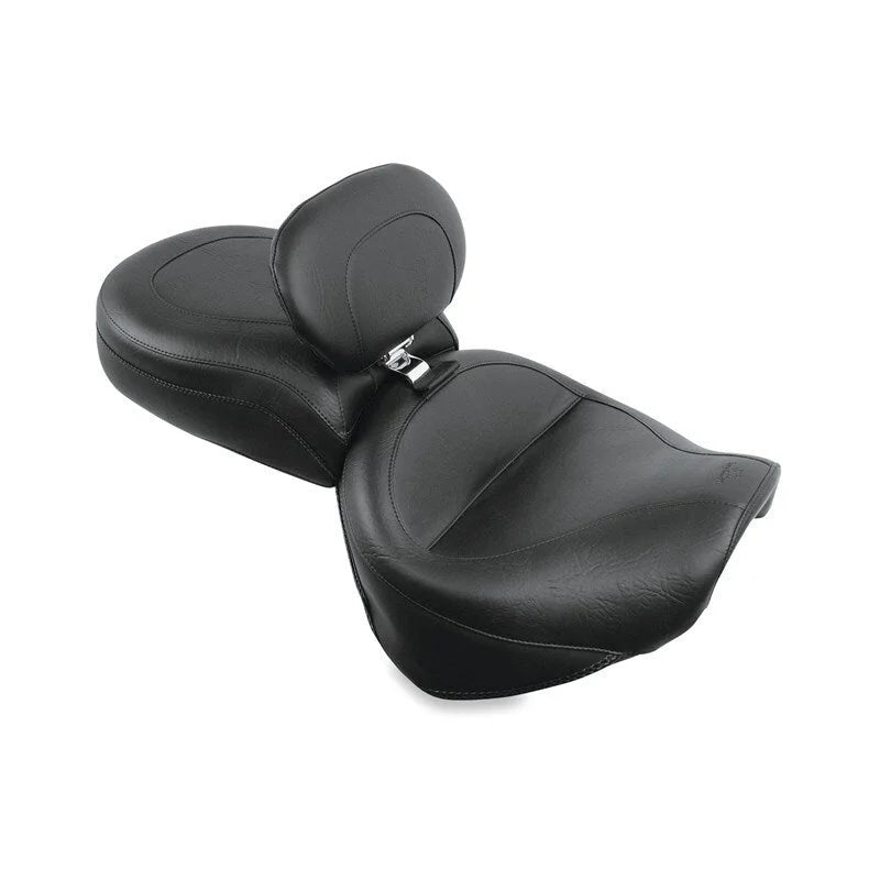 Mustang 99-15 Yamaha Road Star 1600, 1700 Wide Touring 2PC Seat w/Driver Backrest - Black - Detail View