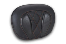 Load image into Gallery viewer, Mustang Deluxe Diamond Touring Sissy Bar Pad Black w/Mandarin Orange Thread