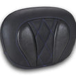 Load image into Gallery viewer, Mustang Deluxe Diamond Touring Sissy Bar Pad Black w/Sky Blue Thread