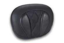 Load image into Gallery viewer, Mustang Deluxe Diamond Touring Sissy Bar Pad Black w/Sky Blue Thread