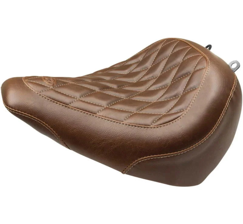 Mustang Harley Breakout Wide Tripper Solo Seat Diamond Stitch - Brown - Side View