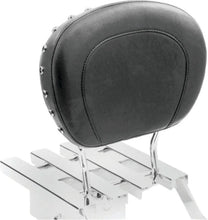 Load image into Gallery viewer, Mustang Harley FL Touring Sissy Bar Pad (12x9) w/Blk Pearl Studs - Black - Main Product View