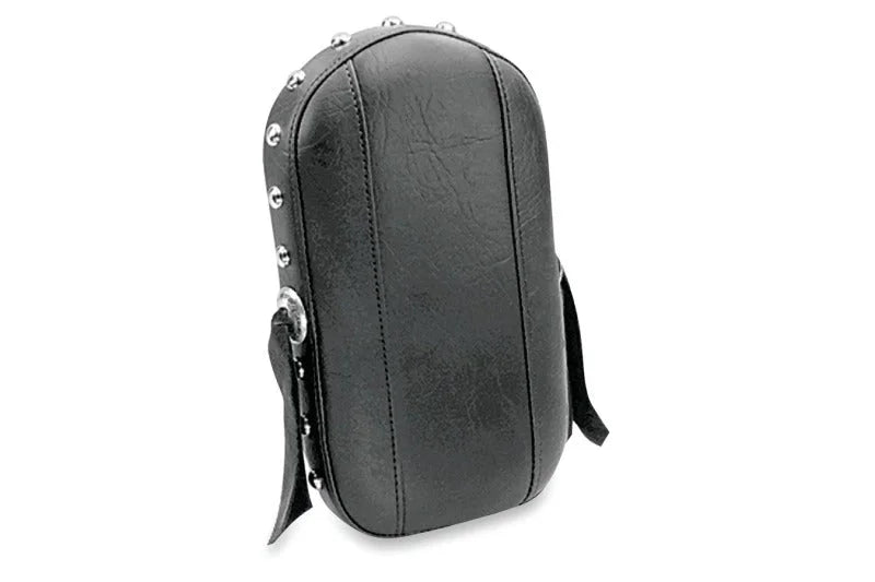 Mustang Harley Medallion Style Sissy Bar Pad (6.5 inch x 11 inch) w/Studs - Black - Main Product View