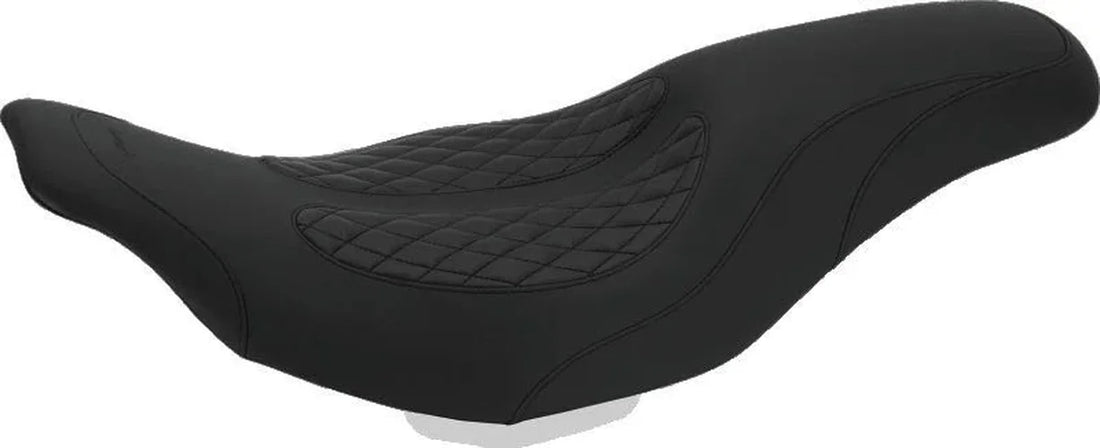 Mustang 97-07 Harley Electra Glide, Rd Glide Fastback 1PC Seat w/ Diamond Stitch - Black - Side View