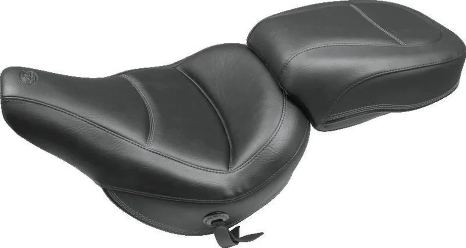 Mustang 06-17 Harley Softail Wide Tire (200mm) Duke Extra Wide 1PC Seat Regal - Black - Side View