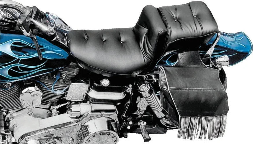 Mustang 58-84 Harley FX/FL Duke Extra Wide 1PC Seat Regal - Black - Detail View