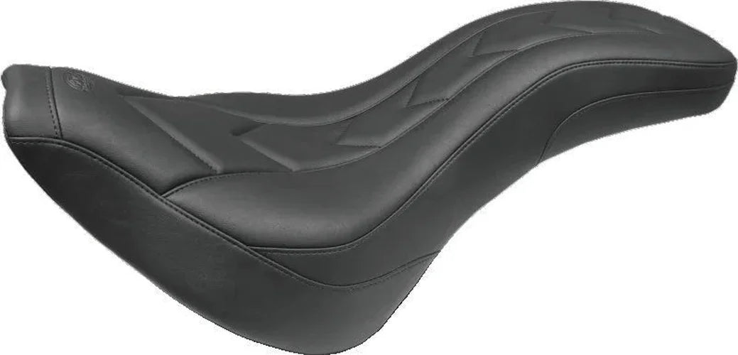 Mustang 18-21 Harley Street Bob Standard Touring Recessed Pass Seat - Black - Side View