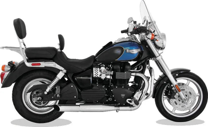 Mustang 02-08 Triumph America,03-08 Speedmaster, Std Touring 2PC Seat w/Driver Backrest - Black - Detail View