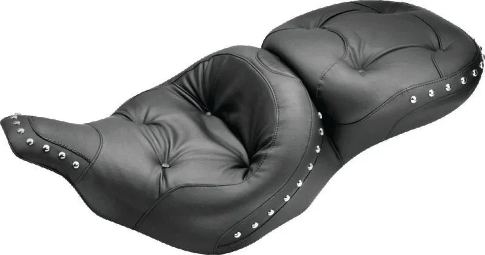 Mustang 97-07 Harley Electra Glide, Rd Glide Wide Touring Regal 1PC Seat w/Studs - Black - Side View