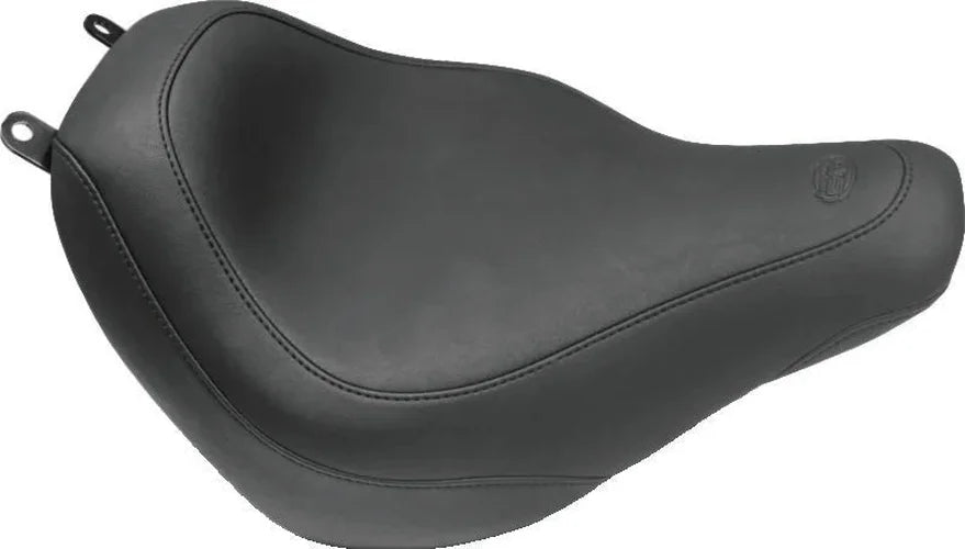Mustang 18-21 Harley Heritage Classic & Deluxe Wide Tripper Solo Seat - Black - Side View