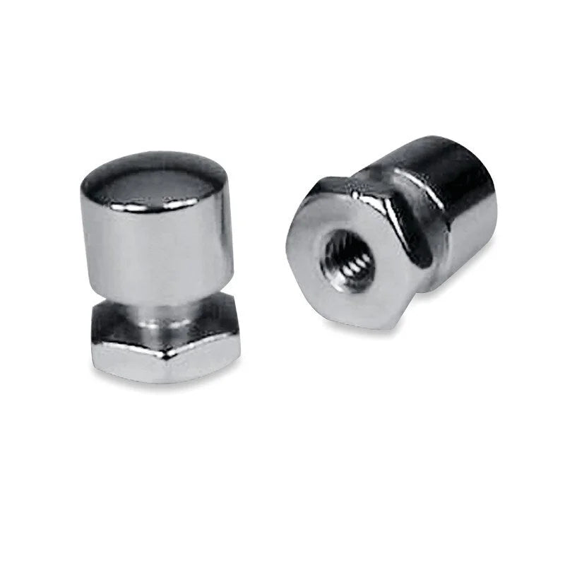 Mustang Solo Mounting Nuts (Pair) - Chrome - Side View