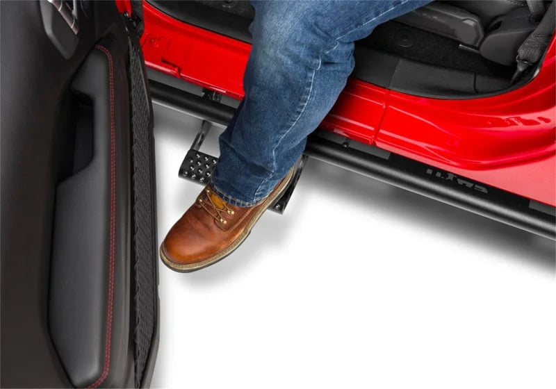 N-Fab 2022 Nissan Frontier CC (All Beds) SRW RKR Rails - Cab Length - 1.75in - Tex. Black - Back View