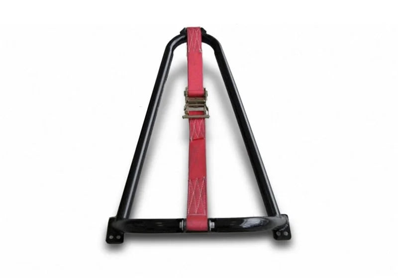 N-Fab Bed Mounted Tire Carrier Universal - Gloss Black - Red Strap - Main Product View