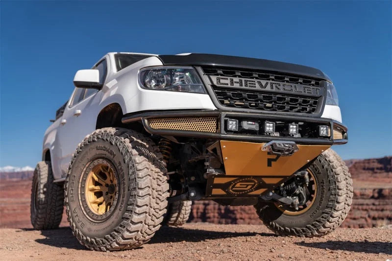 N-Fab M-RDS Front Bumper 15-17 Chevy Colorado - Tex. Black w/Silver Skid Plate - Side View