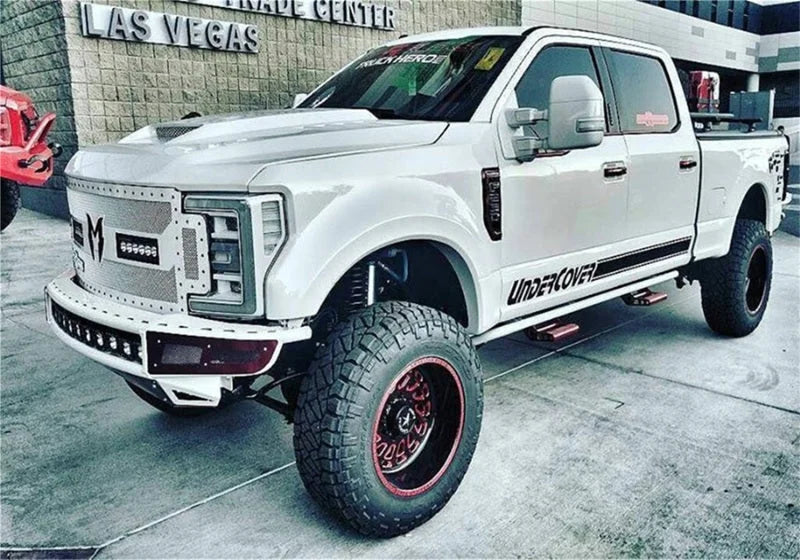 N-Fab M-RDS Front Bumper 2017 Ford F250/F350 Super Duty - Tex. Black w/Silver Skid Plate - Side View