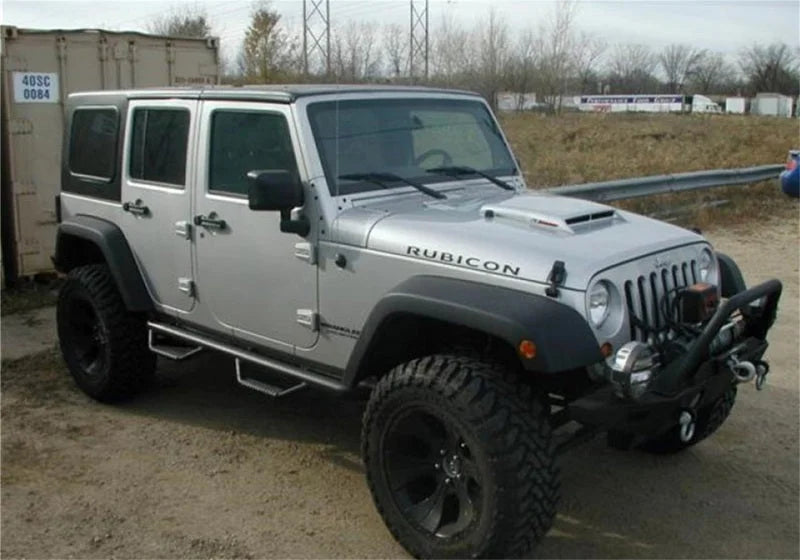N-Fab Nerf Step 07-17 Jeep Wrangler JK 4 Door All - Tex. Black - W2W - 3in - Back View