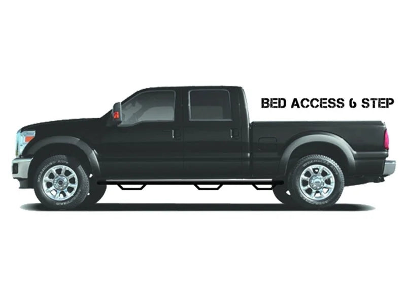 N-Fab Nerf Step 10-17 Dodge Ram 1500 Crew Cab 6.4ft Bed - Gloss Black - Bed Access - 3in - Side View