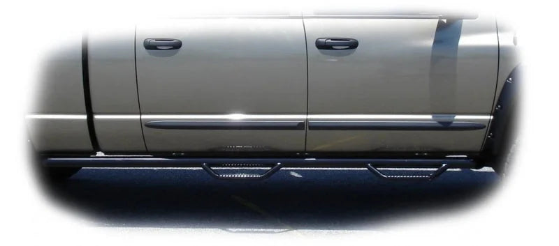 N-Fab Nerf Step 10-17 Dodge Ram 2500/3500 Mega Cab 6.4ft Bed - Gloss Black - W2W - 3in - Installation View