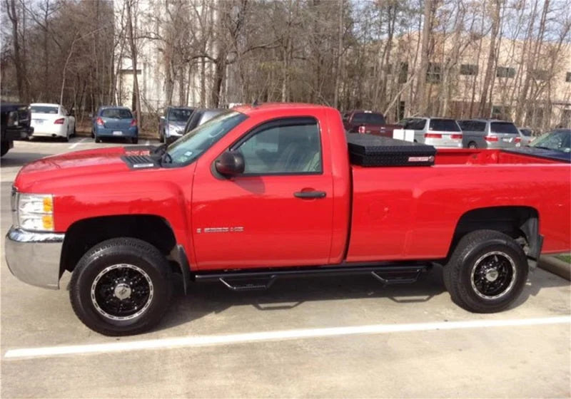 N-Fab Nerf Step 11-14 Chevy-GMC 2500/3500 Regular Cab 8ft Bed - Tex. Black - Bed Access - 3in - Installation View