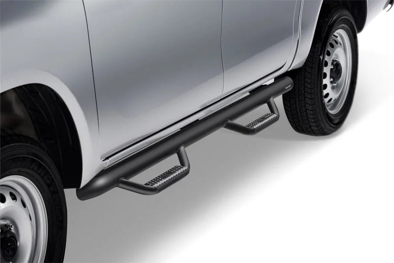 N-Fab Nerf Step 16-17 Toyota Tacoma Double Cab 5ft Bed - Tex. Black - W2W - 3in - Side View