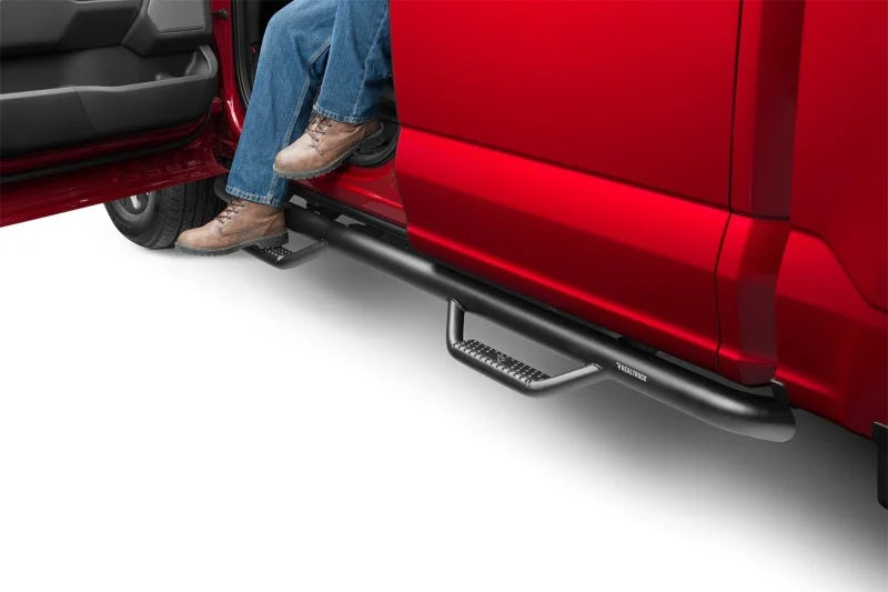 N-Fab Nerf Step 2017 Ford F-250/350 Super Duty Crew Cab - Tex. Black - Cab Length - 3in - Back View