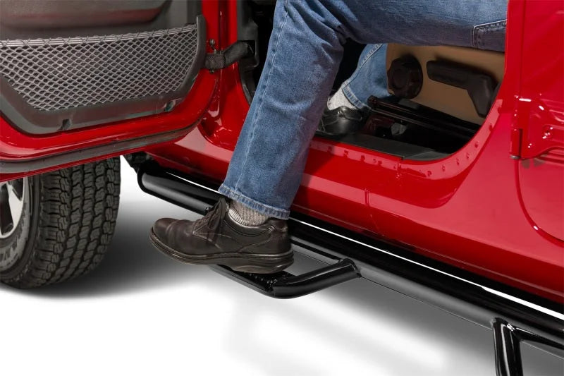 N-Fab Nerf Step 2018 Jeep Wrangler JL 2 Door - Gloss Black - W2W - 3in - Detail View