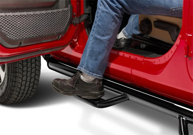 N-Fab Nerf Step 2018 Jeep Wrangler JL SUV 4 Door- Gloss Black - W2W - 3in - Installation View