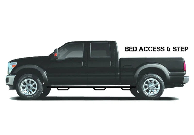 N-Fab Podium LG 15.5-17 Dodge Ram 1500 Quad Cab 6.4ft Standard Bed - Tex. Black - Bed Access - 3in - Installation View