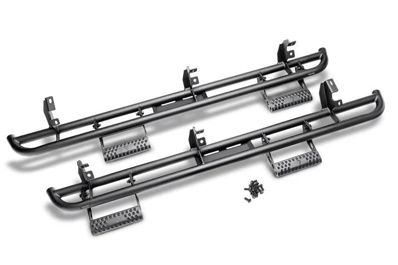 N-Fab RKR Rails 2018 Jeep Wrangler JL 4 Door Dab Length - Gloss Black - 1.75in - Main Product View