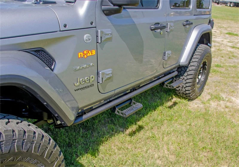 N-Fab RKR Rails 2018 Jeep Wrangler JL 4 Door Dab Length - Gloss Black - 1.75in - Additional View 8