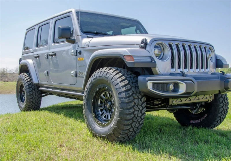 N-Fab RKR Rails 2019 Jeep Wrangler JT 4DR Truck Full Length - Tex. Black - 1.75in - Back View