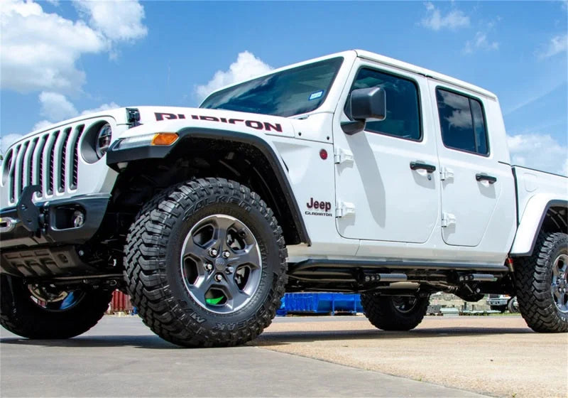 N-Fab RKR Step System 2019 Jeep Wrangler JT 4 Door Truck Full Length - Tex. Black - 1.75in - Back View