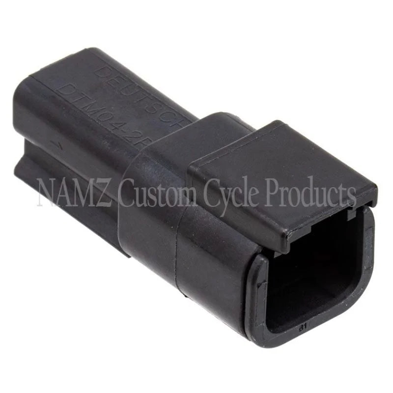 NAMZ Deutsch DTM 2-Position Receptacle w/2 Stamped Terminals & Wedgelock - Black (HD 74102-98BK) - Side View