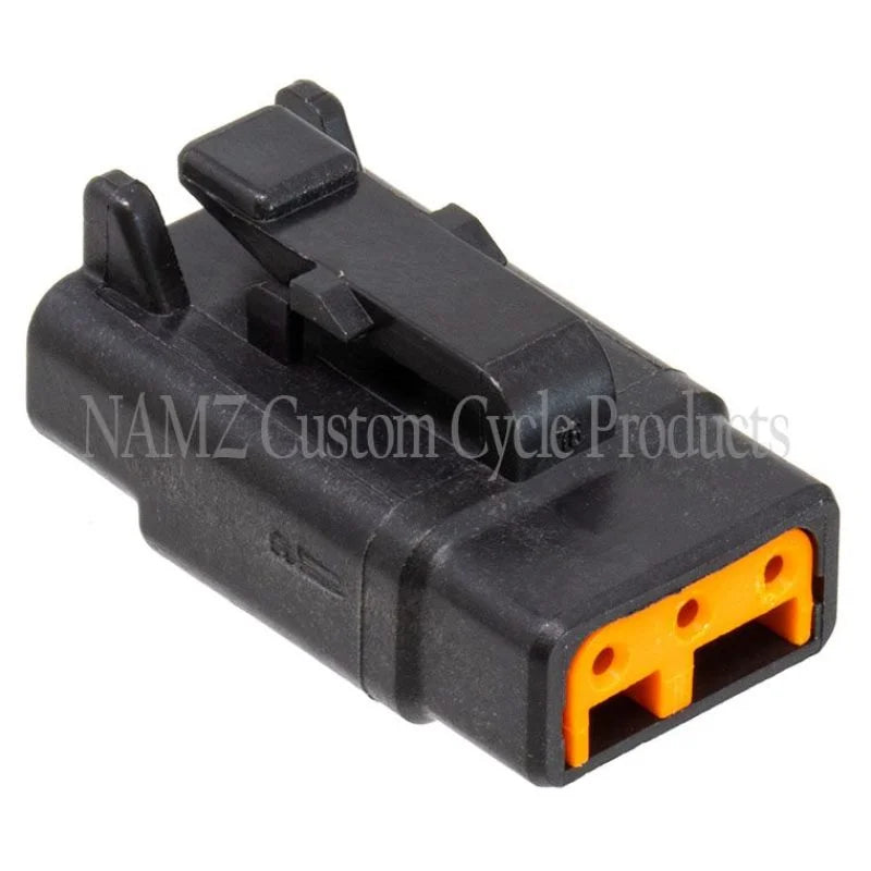 NAMZ Deutsch DTM 3-Position Plug w/3 Stamped Terminals & Wedgelock - Black (HD 74113-98BK) - Main Product View