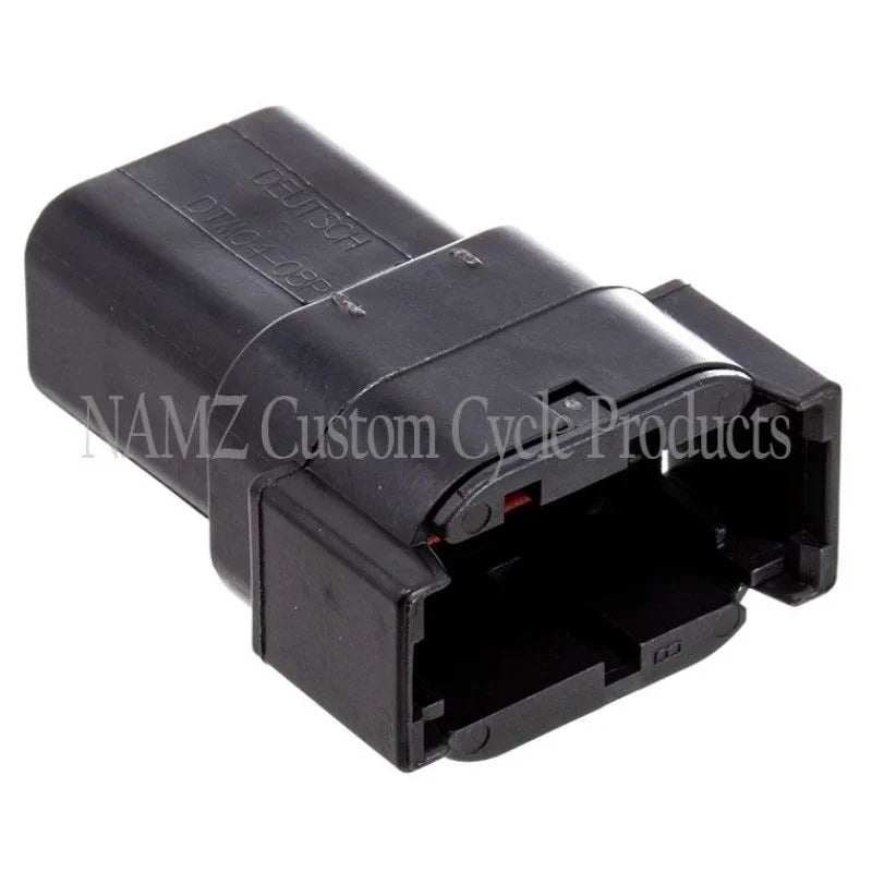 NAMZ Deutsch DTM 8-Position Receptacle w/8 Stamped Terminals & Wedgelock - Black (HD 74108-98BK) - Side View