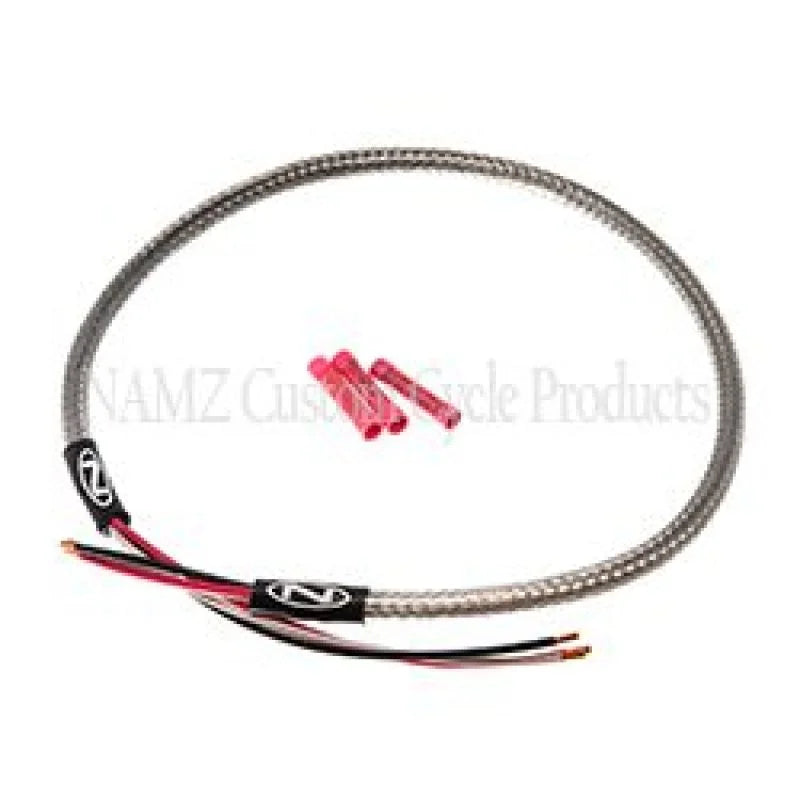 NAMZ Headlight Harness (SS Braided & Clear Coated - Stock Length) - Side View