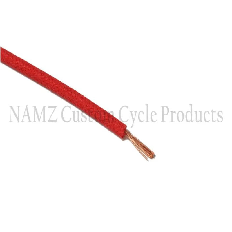 NAMZ OEM Color Cloth-Braided Wire 25ft. Pack 16g - Red