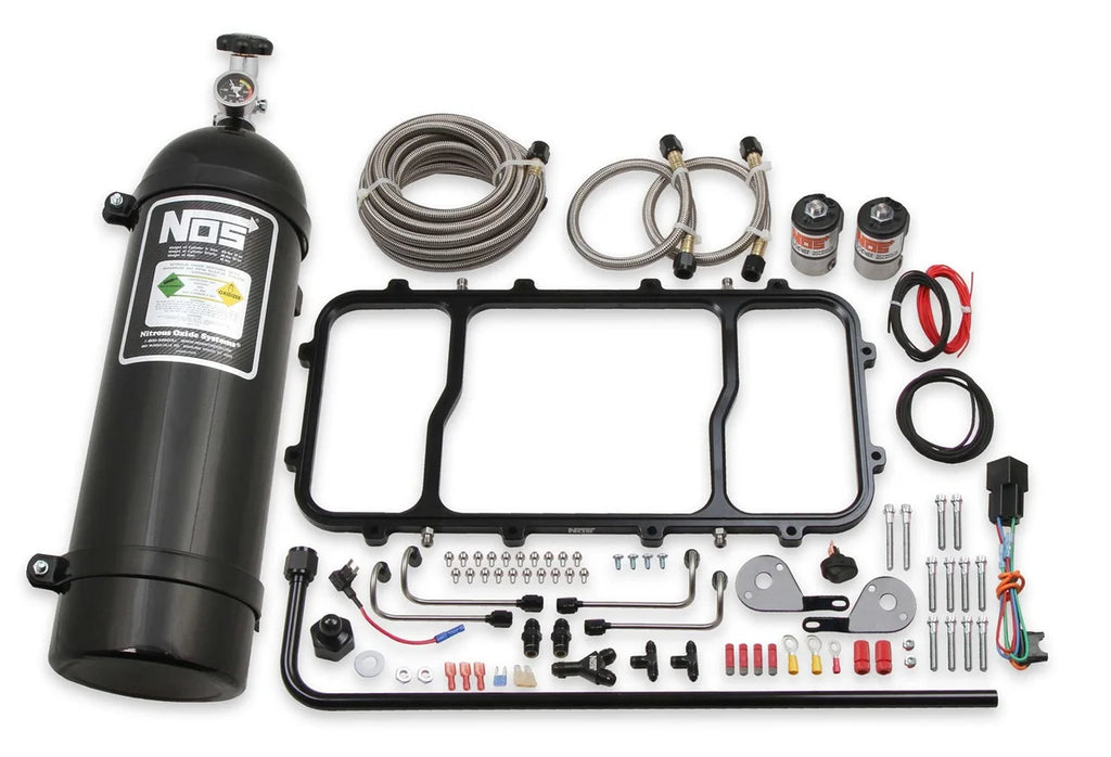 NOS/Nitrous Oxide System 1-Piece Black Billet Aluminum Nitrous Plate System with 15 lb Black Bottle 05501BNOS - Main Produ...