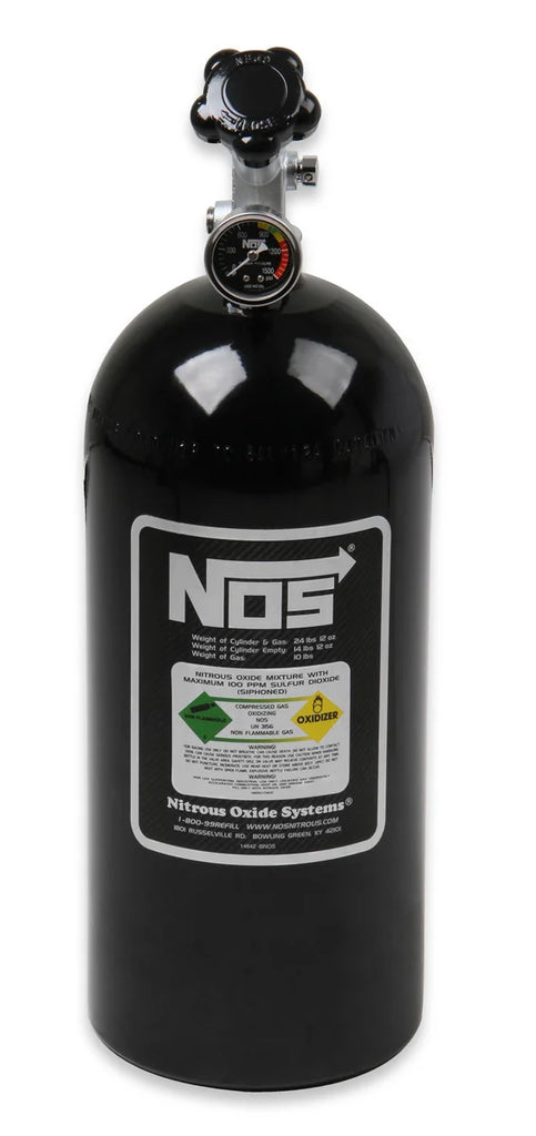 NOS/Nitrous Oxide System 10 lb Nitrous Bottle w/ Black Finish & Super Hi Flo Valve w/ Gauge 14745BNOS - Main Product View