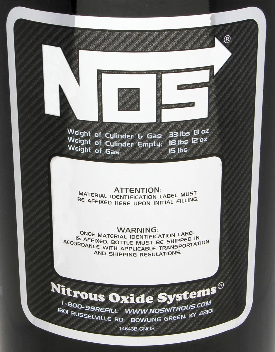 NOS/Nitrous Oxide System 15 lb Nitrous Bottle w/ Black Finish & Super Hi Flo Valve w/ Gauge 14750BNOS - Additional View 5