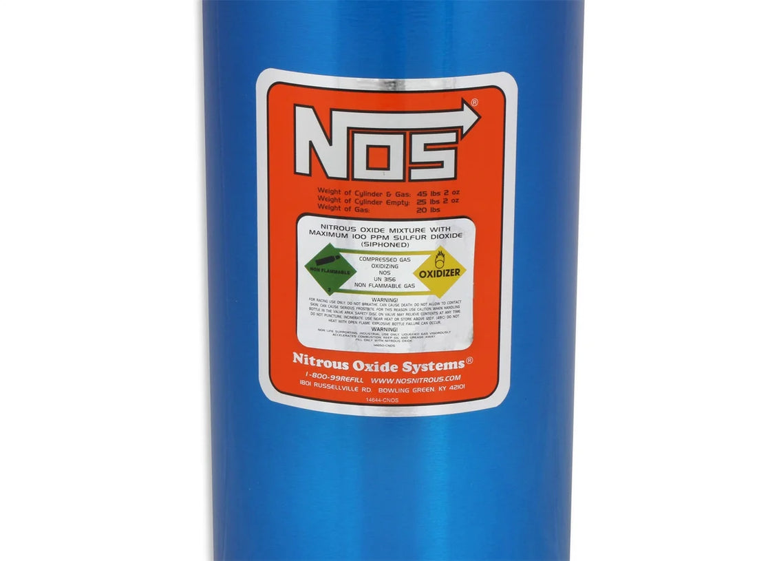 NOS/Nitrous Oxide System 20 lb Nitrous Bottle w/ NOS Blue Finish & Super Hi Flo Valve 14760NOS - Back View