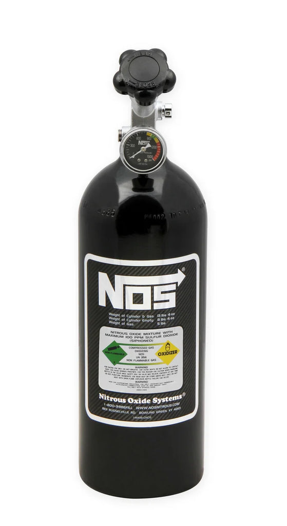 NOS/Nitrous Oxide System 5 lb Nitrous Bottle w/ Black Finish & Super Hi Flo Valve w/ Gauge 14730BNOS - Main Product View